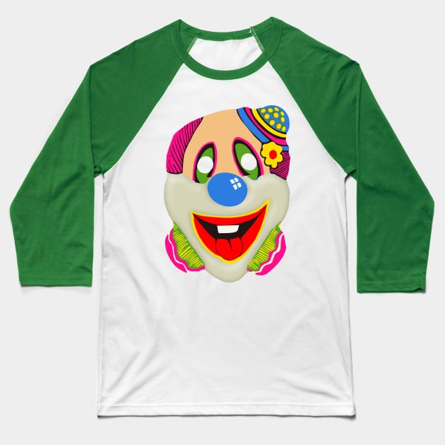 Vintage Halloween Clown Mask Baseball T-Shirt by carcinojen